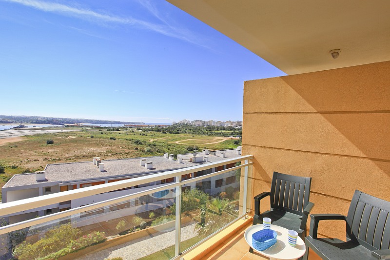 View from the balcony to Praia da Rocha and Ferragudo